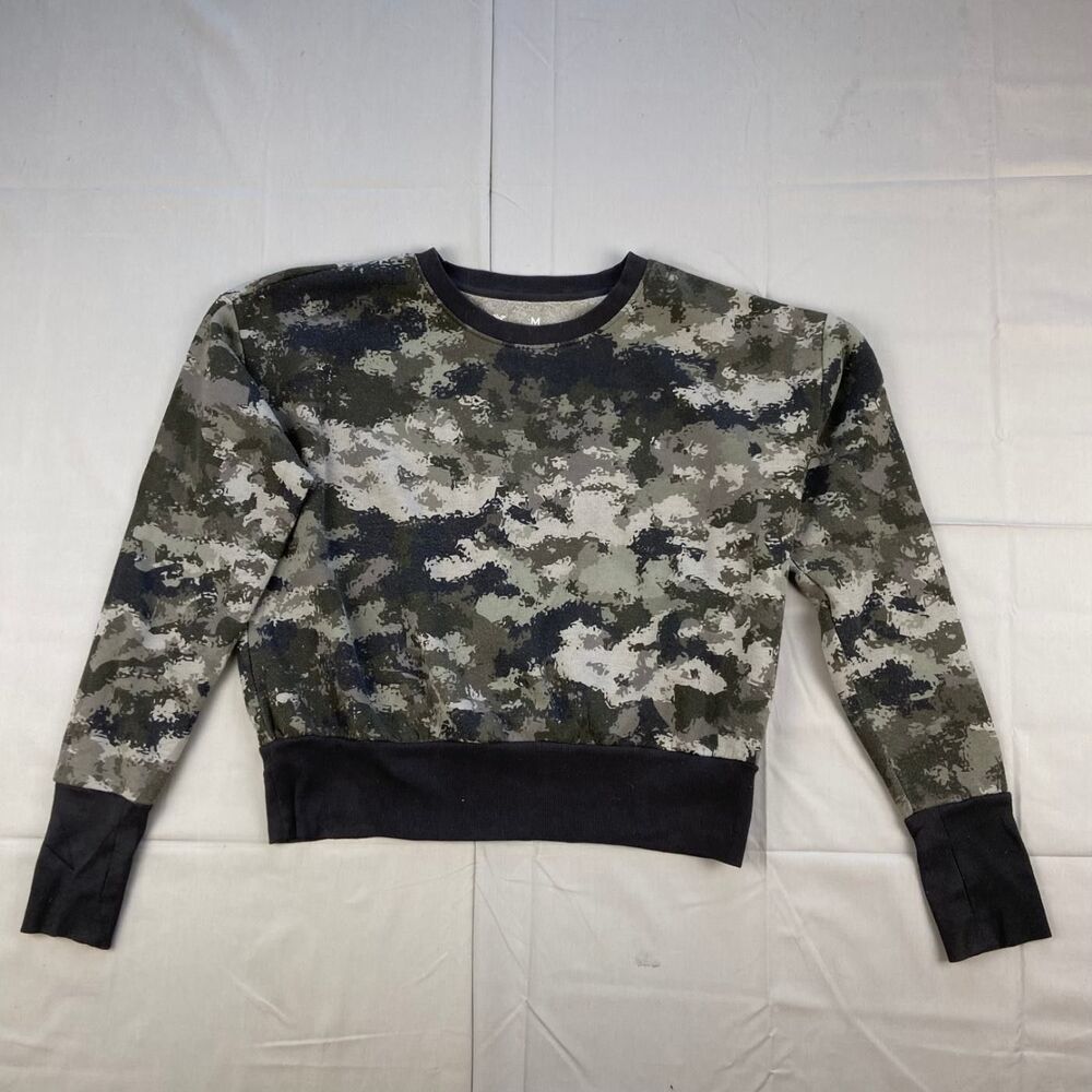 Xersion Women's M Camo Crewneck Cropped Cotton Blend Sweatshirt Cropped Pullover